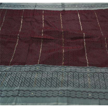 Sanskriti Vintage Heavy Saree Woven Silk Blend Sustainable Fabric Coffee Brown 5 Yard Sari