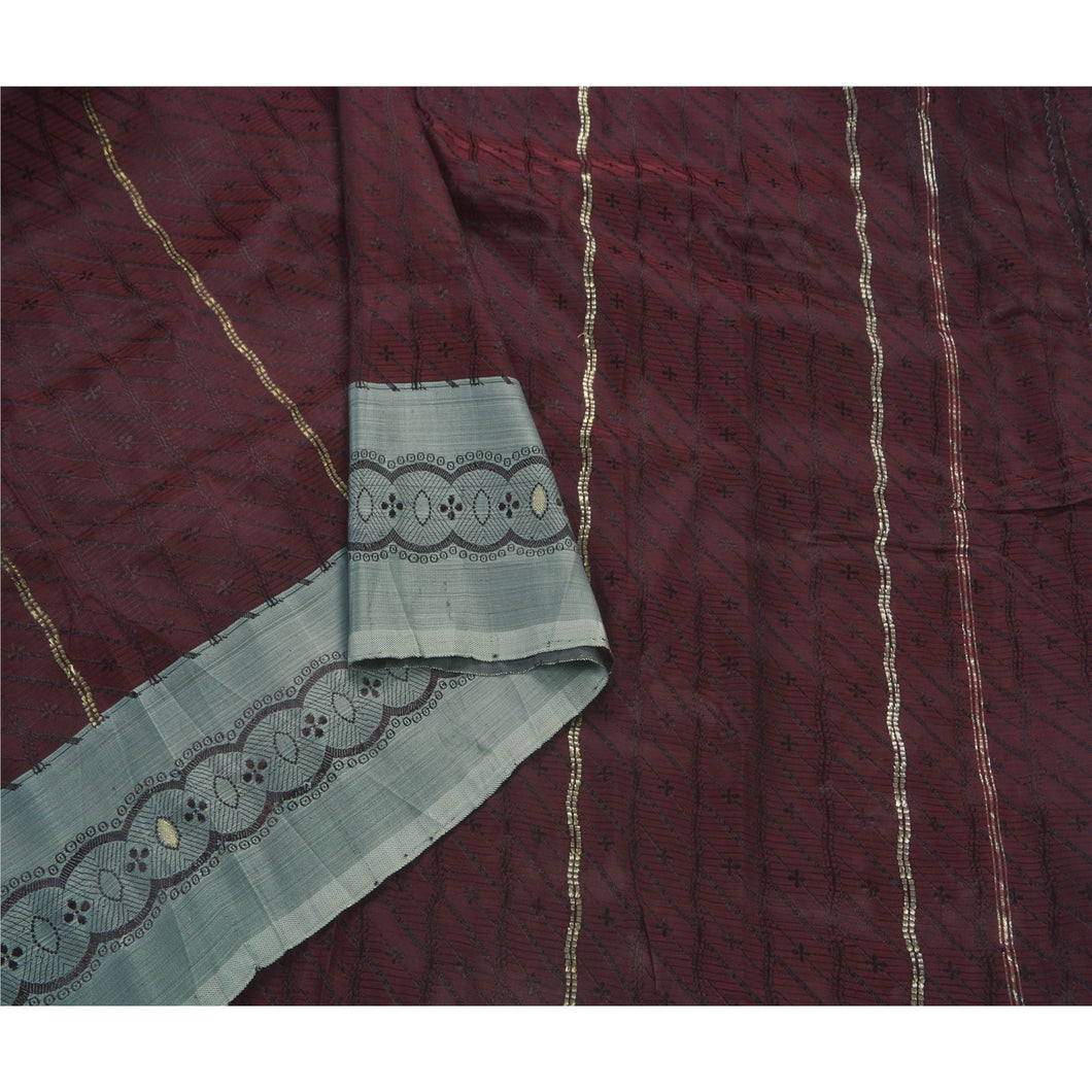 Heavy Saree Woven Silk Blend Fabric Coffee Brown 5 Yard Sari