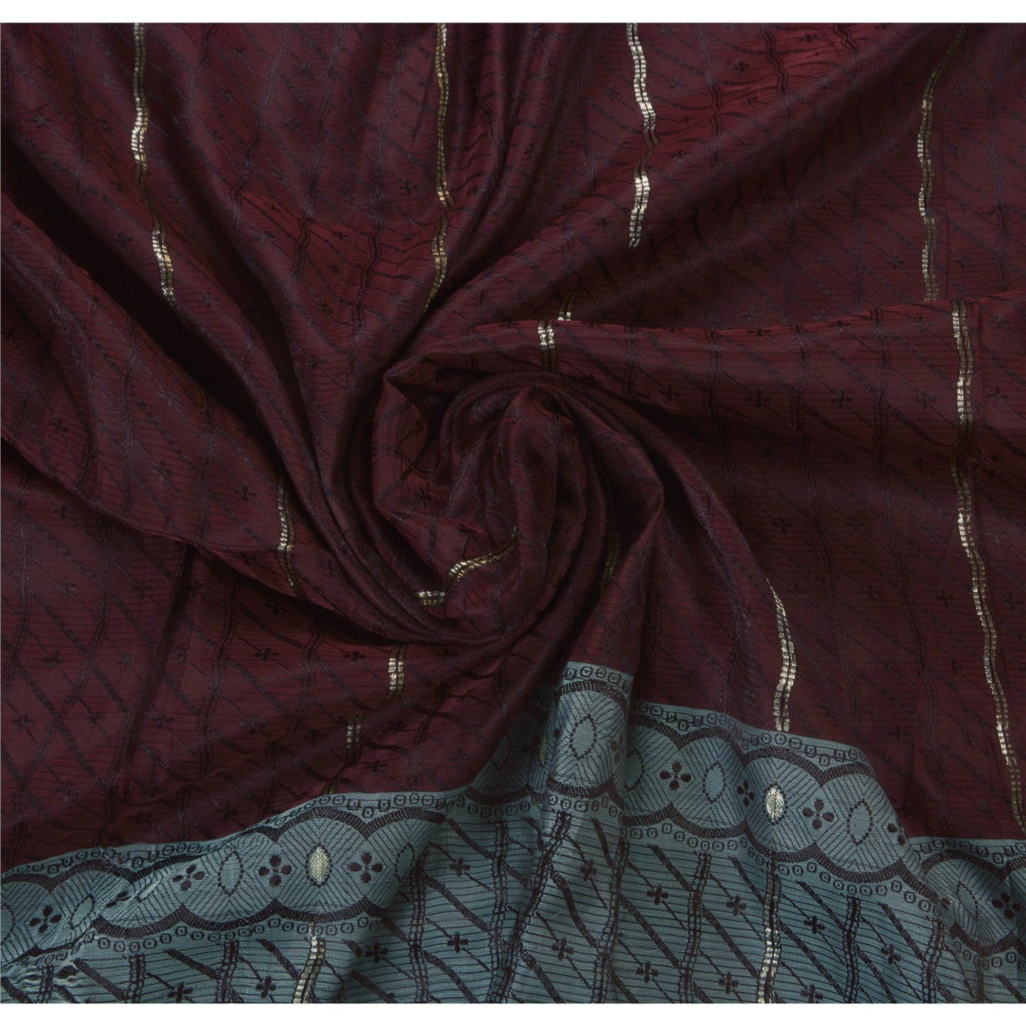Sanskriti Vintage Heavy Saree Woven Silk Blend Sustainable Fabric Coffee Brown 5 Yard Sari