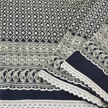 Load image into Gallery viewer, Sanskriti Vintage Blue Heavy Sarees Pure Cotton Handmade Chikankari Sari Fabric
