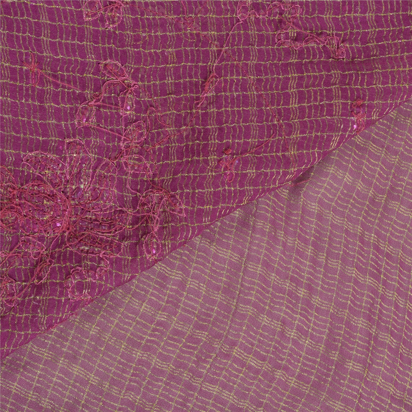 Sanskriti Vintage Heavy Sarees Pure Georgette Silk Hand Beaded Woven Sari Sustainable Fabric