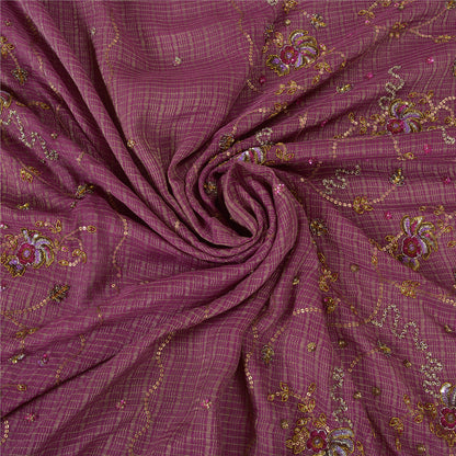 Sanskriti Vintage Heavy Sarees Pure Georgette Silk Hand Beaded Woven Sari Sustainable Fabric