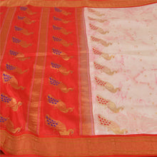 Load image into Gallery viewer, Sanskriti Vintage Heavy Red Sari Pure Silk Woven Paithani Peacock Sarees Fabric

