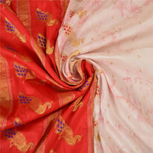 Load image into Gallery viewer, Sanskriti Vintage Heavy Red Sari Pure Silk Woven Paithani Peacock Sarees Fabric
