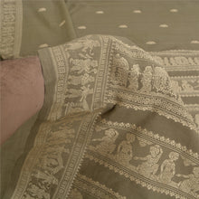 Load image into Gallery viewer, Sanskriti Vintage Brown Heavy Sarees Pure Cotton Woven Baluchari Sari Fabric
