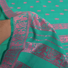 Load image into Gallery viewer, Sanskriti Vintage Green Heavy Sarees 100% Pure Silk Woven Baluchari Sari Fabric
