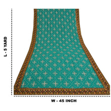 Load image into Gallery viewer, Sanskriti Vintage Green Heavy Sarees Georgette Handmade Kutch Work Sari Fabric
