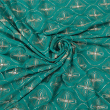 Load image into Gallery viewer, Sanskriti Vintage Green Heavy Sarees Georgette Handmade Kutch Work Sari Fabric
