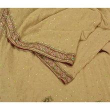 Load image into Gallery viewer, Sanskriti Vintage Beige Heavy Sarees Pure Georgette Silk Hand Beaded Sari Fabric
