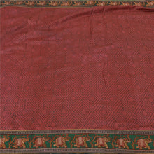 Load image into Gallery viewer, Sanskriti Vintage Dark Red Heavy Sarees Pure Silk Embroidered Animal Sari Fabric
