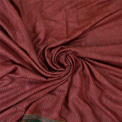 Sanskriti Vintage Dark Red Heavy Sarees Pure Silk Embroidered Animal Sari Sustainable Fabric