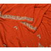 Sanskriti Vintage Orange Heavy Indian Sarees Georgette Hand Beaded Sari Sustainable Fabric