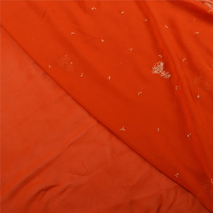 Sanskriti Vintage Orange Heavy Indian Sarees Georgette Hand Beaded Sari Sustainable Fabric