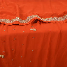 Load image into Gallery viewer, Sanskriti Vintage Orange Heavy Indian Sarees Georgette Hand Beaded Sari Fabric
