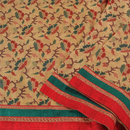 Sanskriti Vintage Cream Heavy Sarees Blend Silk Hand Beaded Jamdani Sari Sustainable Fabric