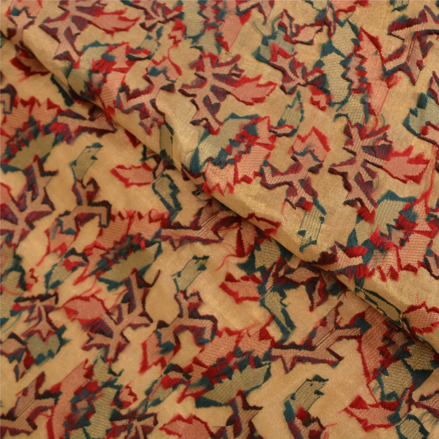 Sanskriti Vintage Cream Heavy Sarees Blend Silk Hand Beaded Jamdani Sari Sustainable Fabric