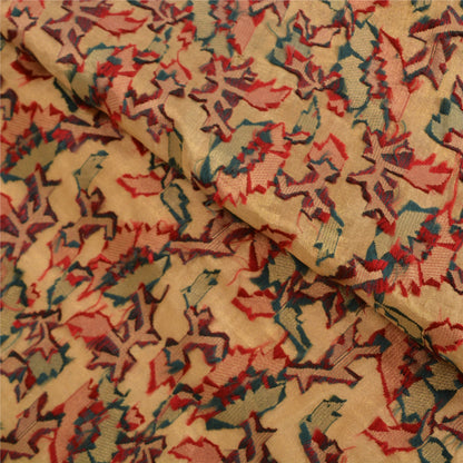 Sanskriti Vintage Cream Heavy Sarees Blend Silk Hand Beaded Jamdani Sari Sustainable Fabric