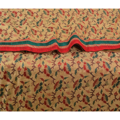 Sanskriti Vintage Cream Heavy Sarees Blend Silk Hand Beaded Jamdani Sari Sustainable Fabric