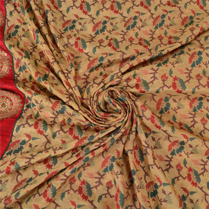 Sanskriti Vintage Cream Heavy Sarees Blend Silk Hand Beaded Jamdani Sari Sustainable Fabric