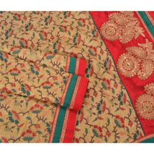 Load image into Gallery viewer, Sanskriti Vintage Cream Heavy Sarees Blend Silk Hand Beaded Jamdani Sari Fabric
