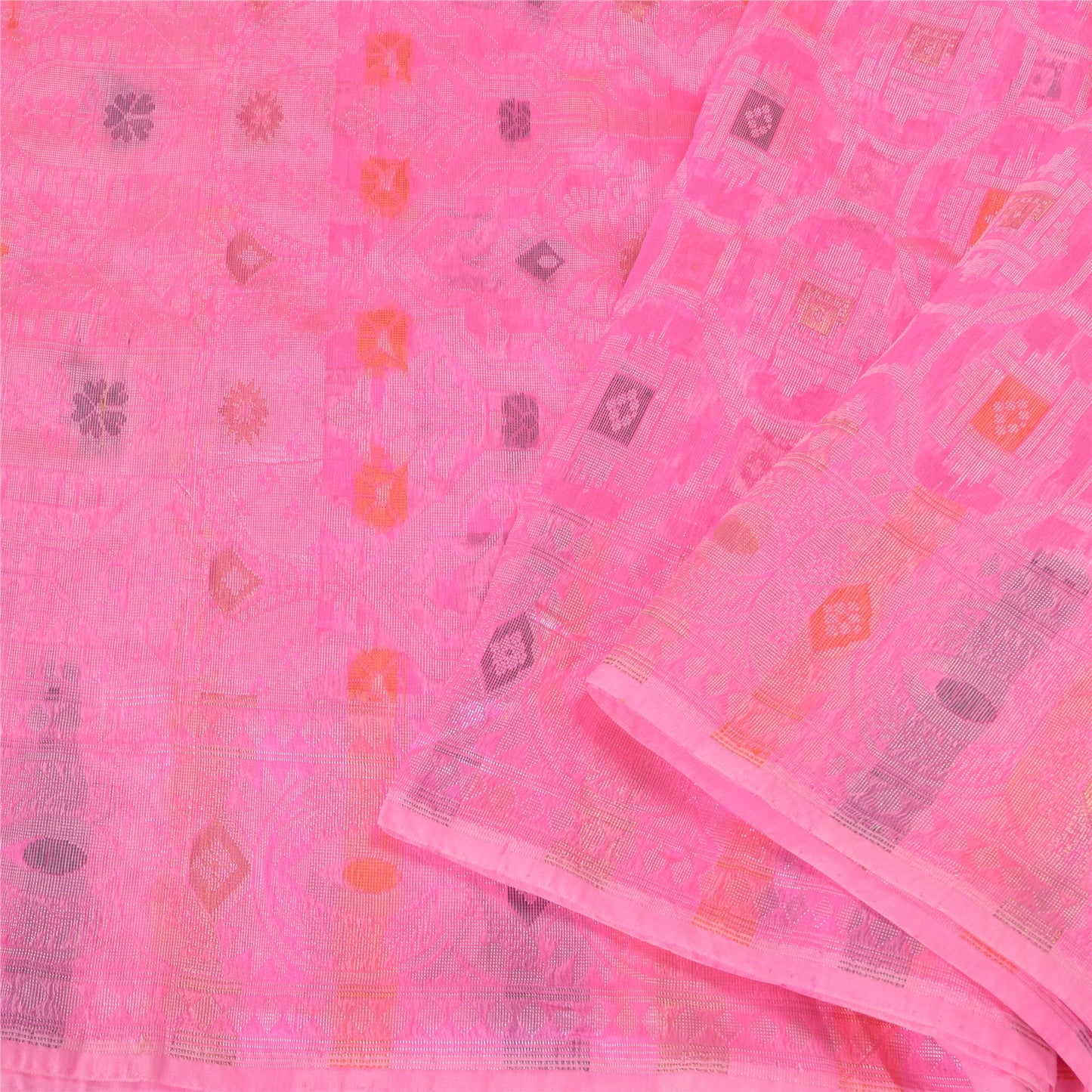 Sanskriti Vintage Pink Heavy Indian Sarees Blend Silk Woven Sari 5 Yard Sustainable Fabric