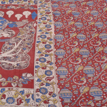 Load image into Gallery viewer, Sanskriti Vintage Dark Red Heavy Sarees 100% Pure Cotton Kalamkari Sari Fabric
