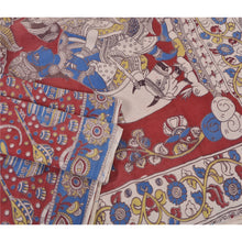 Load image into Gallery viewer, Sanskriti Vintage Dark Red Heavy Sarees 100% Pure Cotton Kalamkari Sari Fabric
