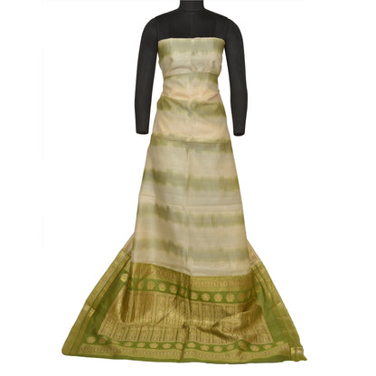 Sanskriti Vintage Green Heavy Indian Sarees Pure Silk Woven Brocade Sari Sustainable Fabric