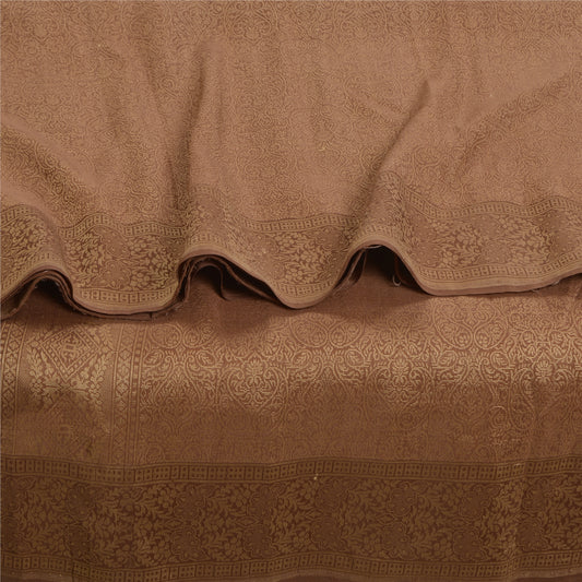 Sanskriti Vintage Brown Heavy Sarees 100% Pure Silk Woven Tanchoi Sari Sustainable Fabric