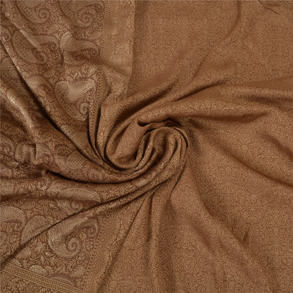 Sanskriti Vintage Brune Tunge Sarier 100% Ren Silke Vævet Tanchoi Sari Bæredygtigt Stof