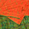 Sanskriti Vintage Green/Orange Indian Sarees Pure Silk Woven Premium Sari Sustainable Fabric