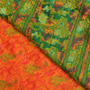 Sanskriti Vintage Green/Orange Indian Sarees Pure Silk Woven Premium Sari Sustainable Fabric