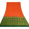 Sanskriti Vintage Green/Orange Indian Sarees Pure Silk Woven Premium Sari Sustainable Fabric