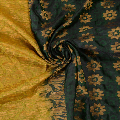 Sanskriti Vintage Green Sarees Pure Silk Woven Brocade/Banarasi Sari Sustainable Fabric
