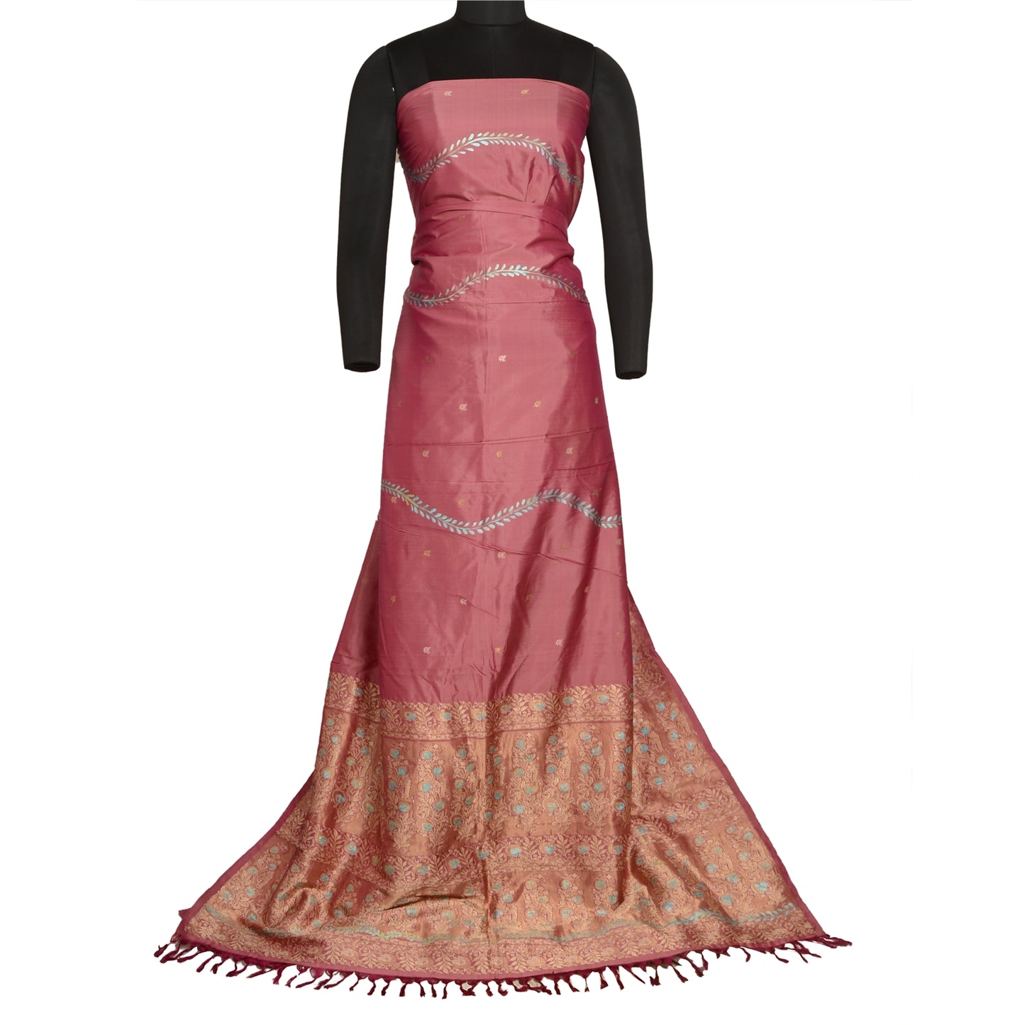 Sanskriti Vintage Red Wedding Sarees 100% Pure Silk Woven Special Sari Sustainable Fabric