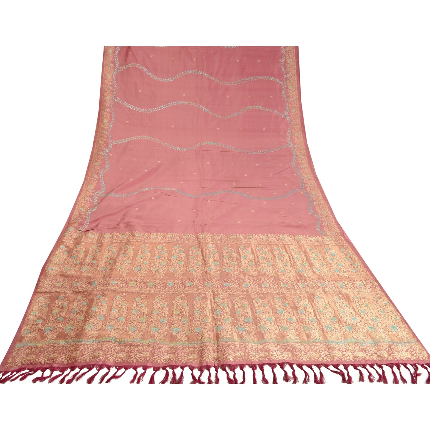 Sanskriti Vintage Red Wedding Sarees 100% Pure Silk Woven Special Sari Sustainable Fabric