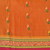 Sanskriti Vintage Saffron/Pink Sarees Pure Silk Woven Premium Sari 5 Yard Sustainable Fabric