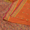 Sanskriti Vintage Saffron/Pink Sarees Pure Silk Woven Premium Sari 5 Yard Sustainable Fabric