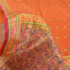 Sanskriti Vintage Saffron/Pink Sarees Pure Silk Woven Premium Sari 5 Yard Sustainable Fabric