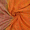 Sanskriti Vintage Saffron/Pink Sarees Pure Silk Woven Premium Sari 5 Yard Sustainable Fabric