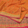 Sanskriti Vintage Saffron/Pink Sarees Pure Silk Woven Premium Sari 5 Yard Sustainable Fabric