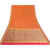Sanskriti Vintage Saffron/Pink Sarees Pure Silk Woven Premium Sari 5 Yard Sustainable Fabric