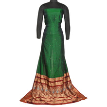 Load image into Gallery viewer, Sanskriti Vintage Green/Red Sarees Pure Silk Woven Brocade/Banarasi Sari Fabric
