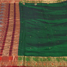 Load image into Gallery viewer, Sanskriti Vintage Green/Red Sarees Pure Silk Woven Brocade/Banarasi Sari Fabric
