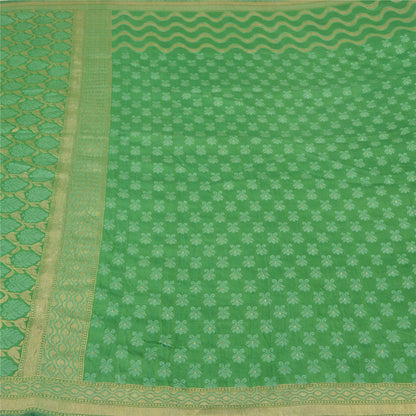 Sanskriti Vintage Green Indian Sarees Pure Silk Woven Premium Sari Sustainable Fabric
