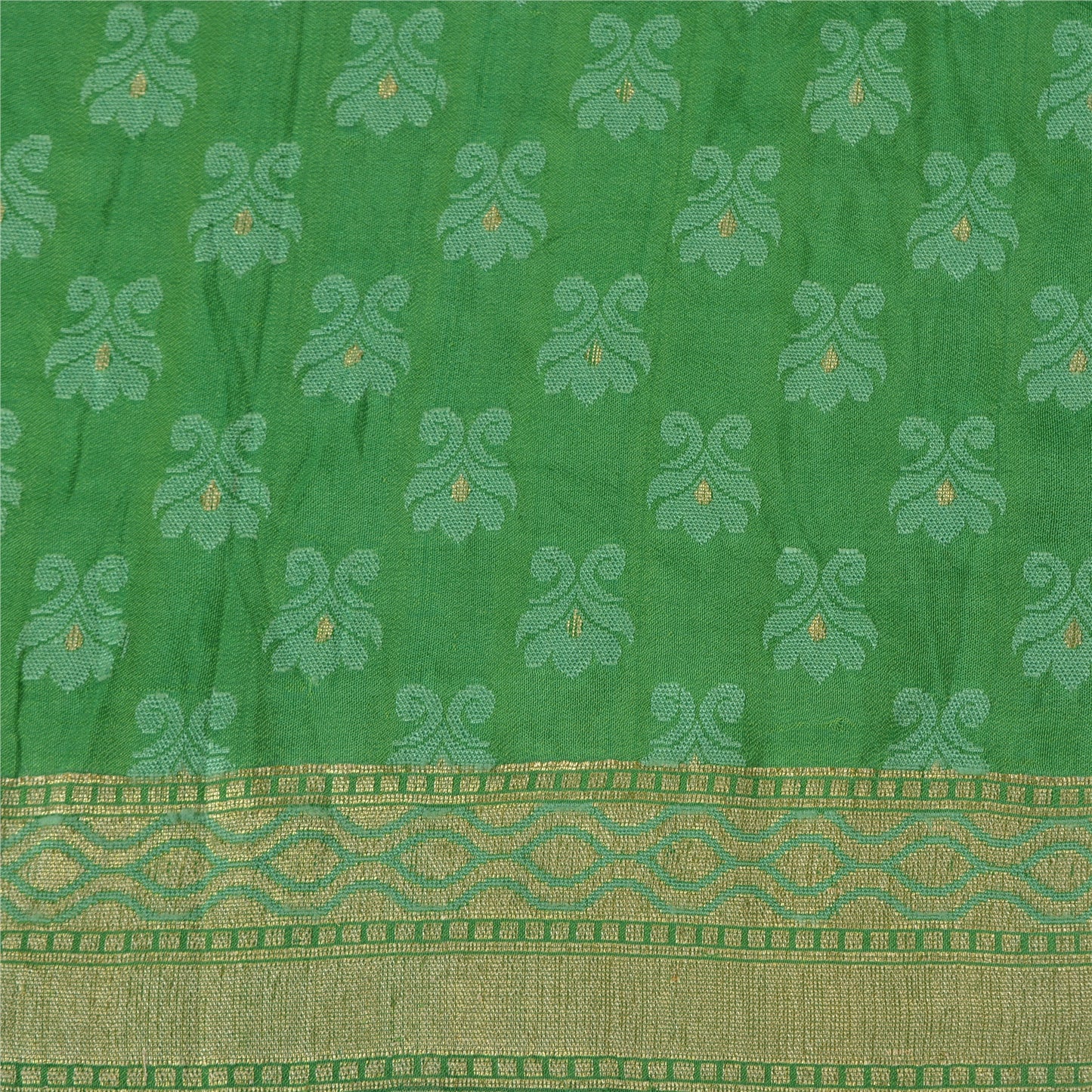 Sanskriti Vintage Green Indian Sarees Pure Silk Woven Premium Sari Sustainable Fabric
