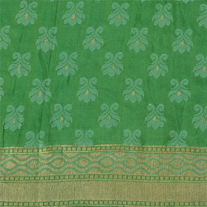 Sanskriti Vintage Green Indian Sarees Pure Silk Woven Premium Sari Sustainable Fabric