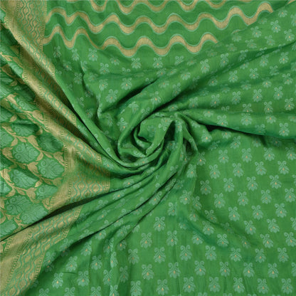 Sanskriti Vintage Green Indian Sarees Pure Silk Woven Premium Sari Sustainable Fabric