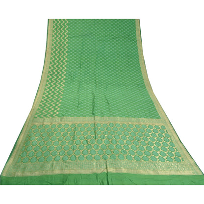Sanskriti Vintage Green Indian Sarees Pure Silk Woven Premium Sari Sustainable Fabric
