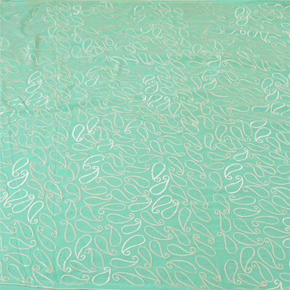 Sanskriti Vintage Sea Green Sarees Pure Georgette Handmade Mukeish Sari Sustainable Fabric
